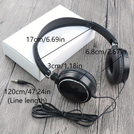 Stylish Foldable Ear Cover Headphones with 3.5mm Jack - Wired, Suitable for Music and Piano