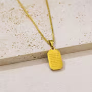 Elegant 18k Plated Stainless Steel Rectangular Black Pendant Necklace for Women's Daily and Vacation Accessories, Valentine's Day Gift